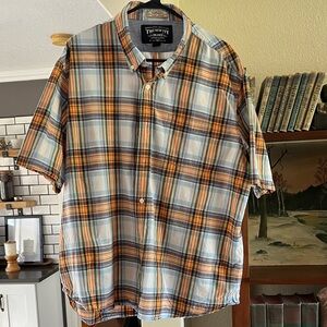 The Territory Ahead Men's Blue and Orange Plaid Shirt